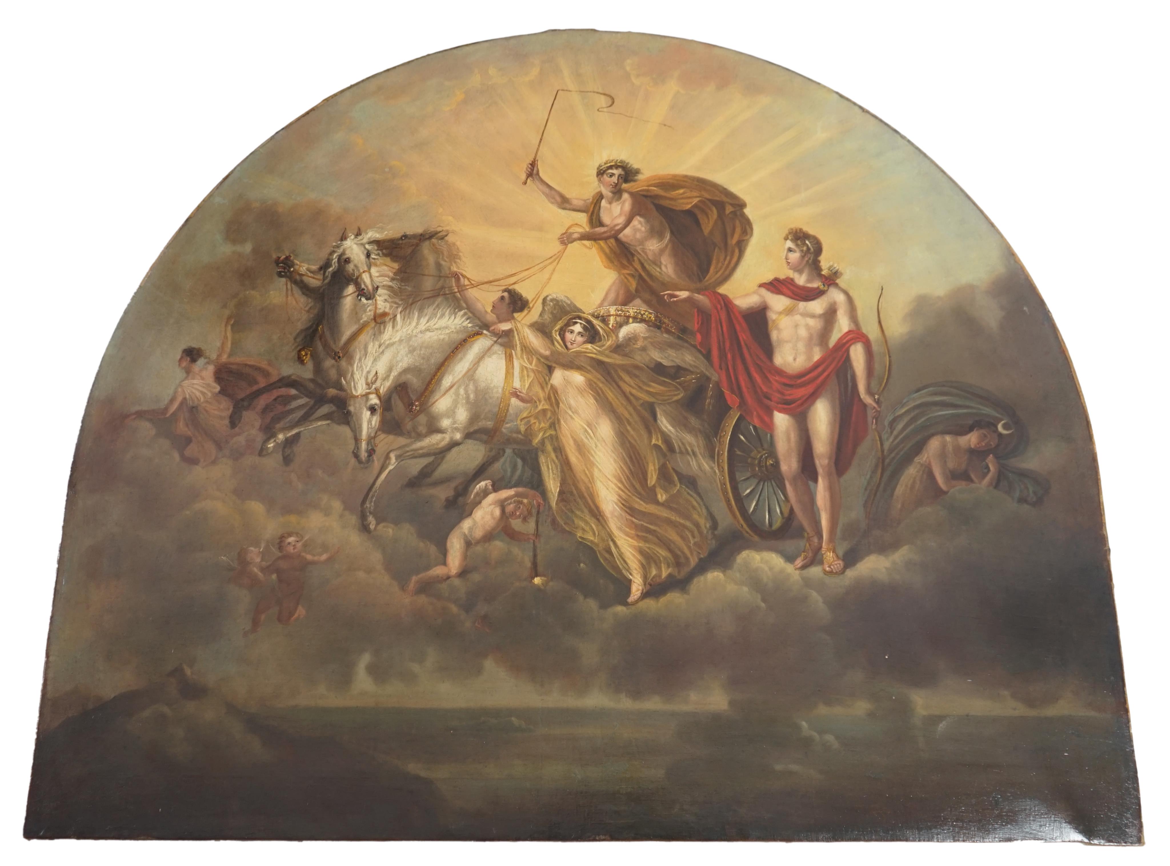 Follower of Richard Westall (1766-1836), ‘The Chariot of The Gods’, oil on canvas, of arched form, 91 x 109cm